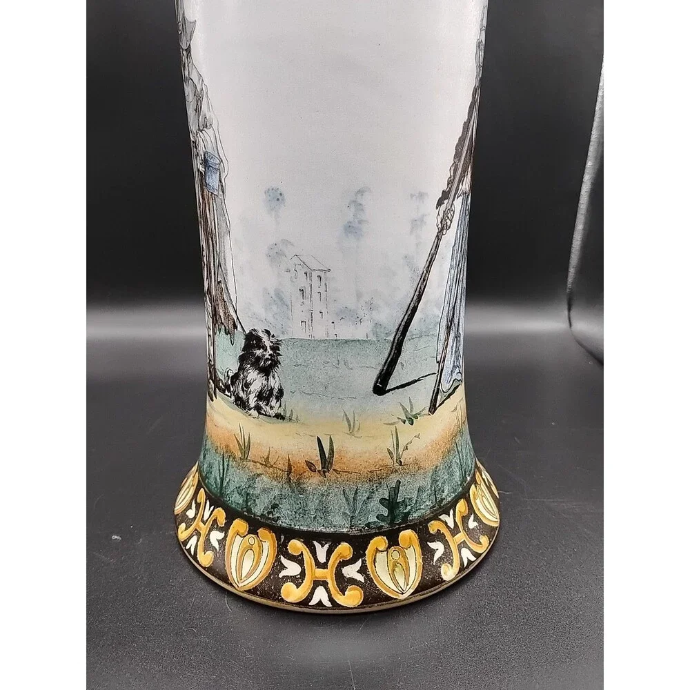 Antique Richard-Ginori Doccia Vase c.1890–1910 – Hand-Painted Peasant Scene,...